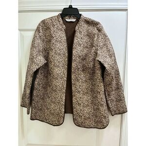Soft by Avenue Womens 18/20 Brown Ivory Quilted Open Front‎ Jacket Boho Artsy